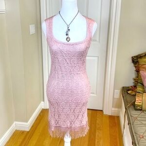 Jump Apparel Dress Pink Metallic Knit Fringe (7/8)